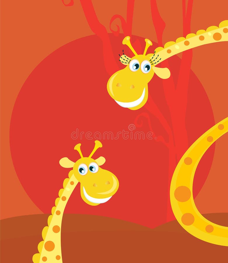 Animales del safari - grandes y pequeña jirafa stock de ilustración Animales del safari - grandes y pequeña jirafa stock de ilustración
