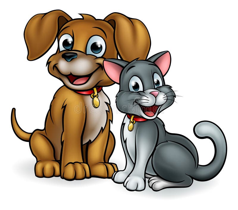 Animales domésticos del gato y del perro de la historieta