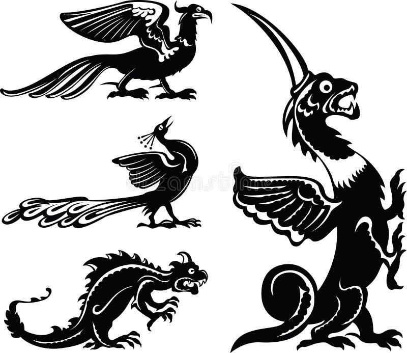 Animales fantásticos, pájaros de hadas y dragones libre illustration Animales fantásticos, pájaros de hadas y dragones libre illustration
