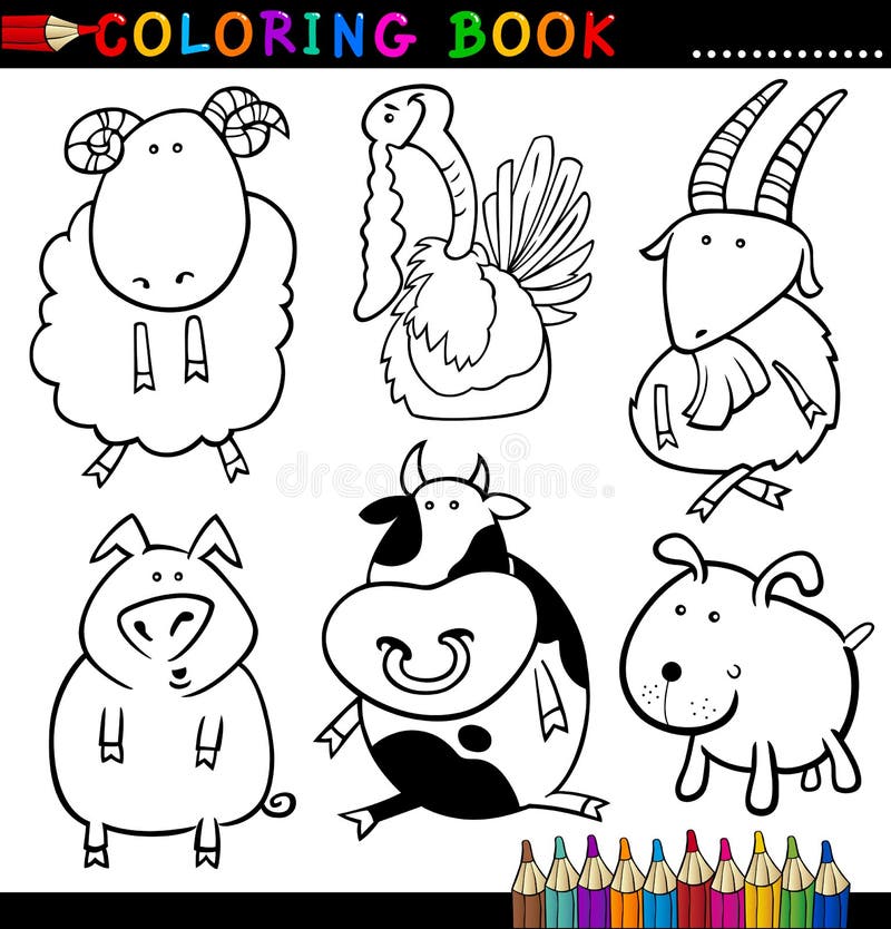 Animales para el libro o la paginación de colorante ilustración del vector Animales para el libro o la paginación de colorante ilustración del vector