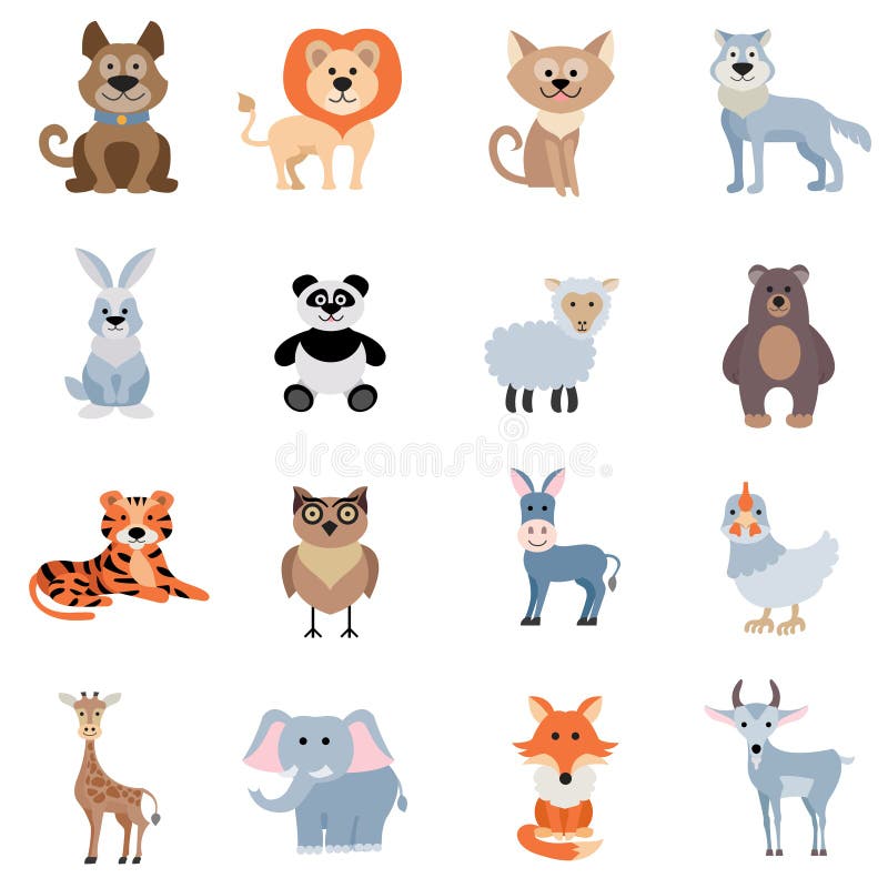 Animales salvajes y caseros fijados ilustración del vector Animales salvajes y caseros fijados ilustración del vector