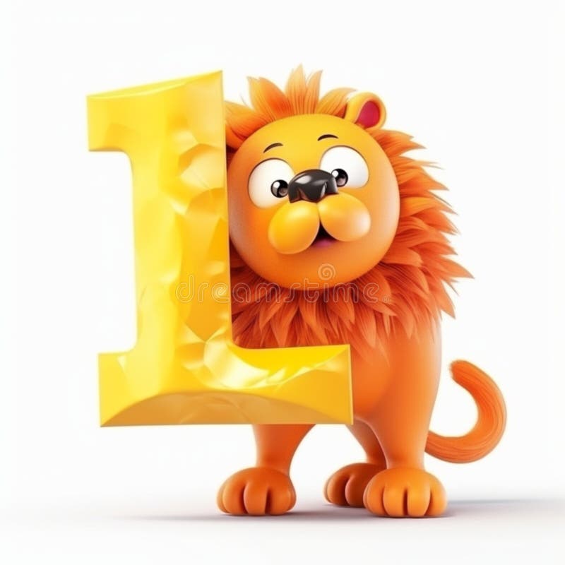 lion big animals with l alphabet on white background. lion big animals with l alphabet on white background