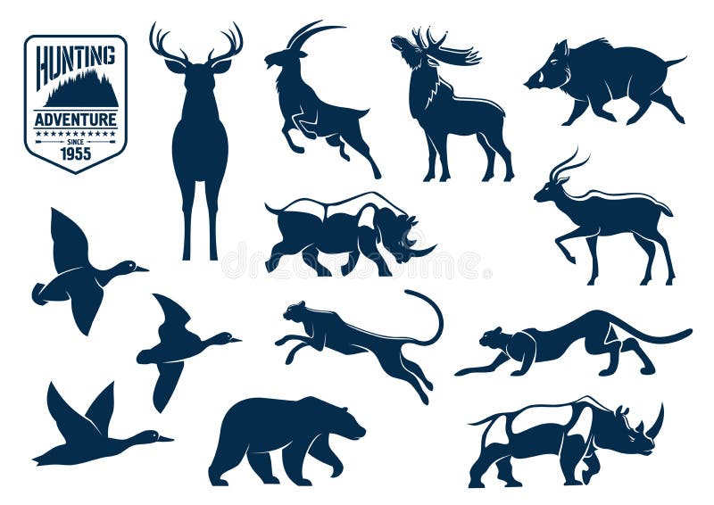 Animali della foresta e della savanna per cercare le icone illustrazione di stock Animali della foresta e della savanna per cercare le icone illustrazione di stock