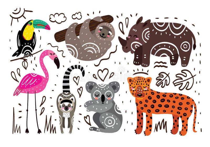 Animali della giungla illustrazione di stock Animali della giungla illustrazione di stock