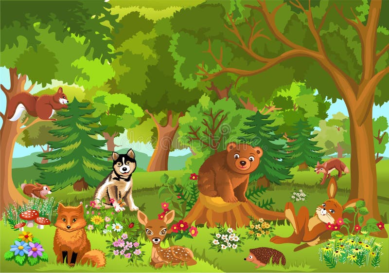 Animali svegli nella foresta royalty illustrazione gratis Animali svegli nella foresta royalty illustrazione gratis