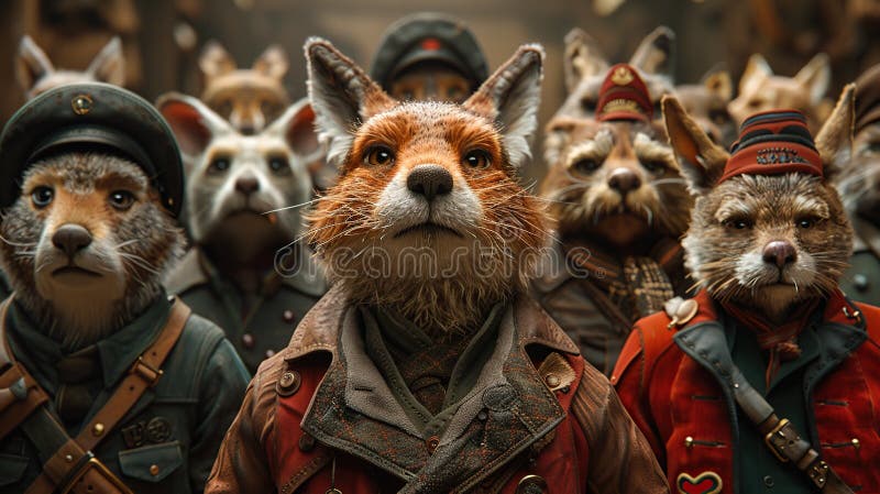 Animali vivi in uniformi militari illustrazione di stock