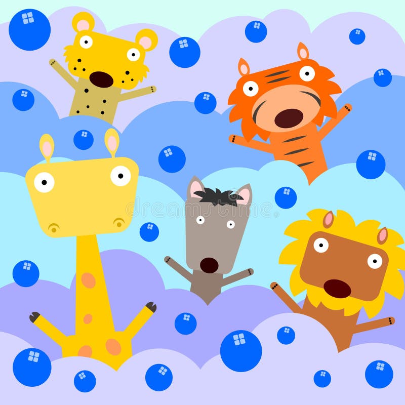 Animals and bubbles stock illustration. Illustration of bath 35920785