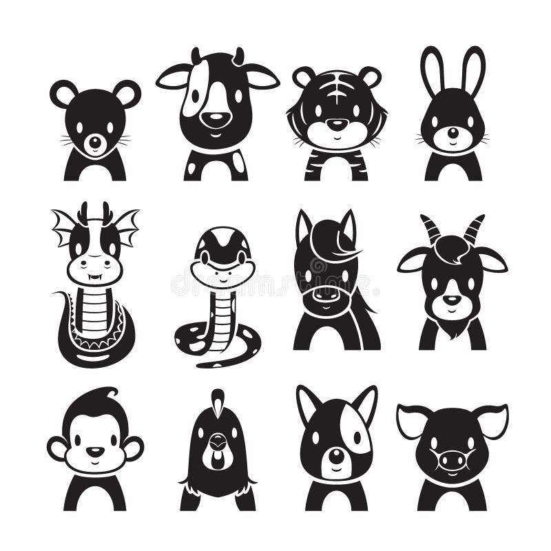 12 Animals Chinese Zodiac Signs Icons Set, Monochrome Stock Vector - Illustration of astrological, monochrome: 82381376 12 Animals Chinese Zodiac Signs Icons Set, Monochrome Stock Vector - Illustration of astrological, monochrome: 82381376