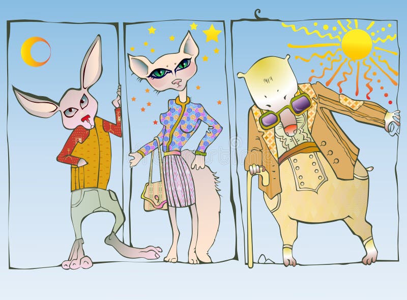 Animals in clothes. characters. Story time animals vectors
