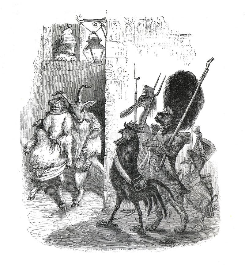 Animals dressed as cops going to catch a thief. Anthropomorphic humanized animals. humanized animals. vintage humanized cyborg animals. CRISPR. CAS9. hand drawn vintage engraved humanized animals. Fashion animal characters. hand drawn illustration. sketch or parody of cyborg animals. No AI. Goat black white cartoon stock images, royalty-free photos and pictures