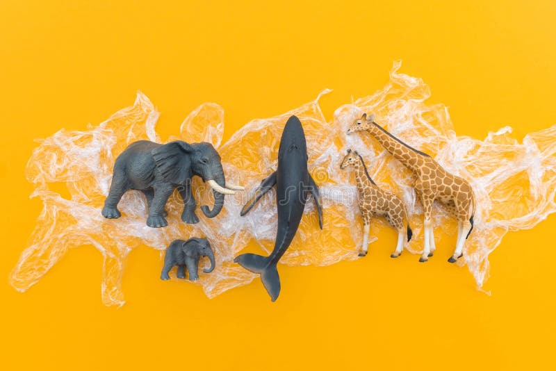 Animals Is Entangled In A Plastic Bag. Plastic Animal Concept Stock