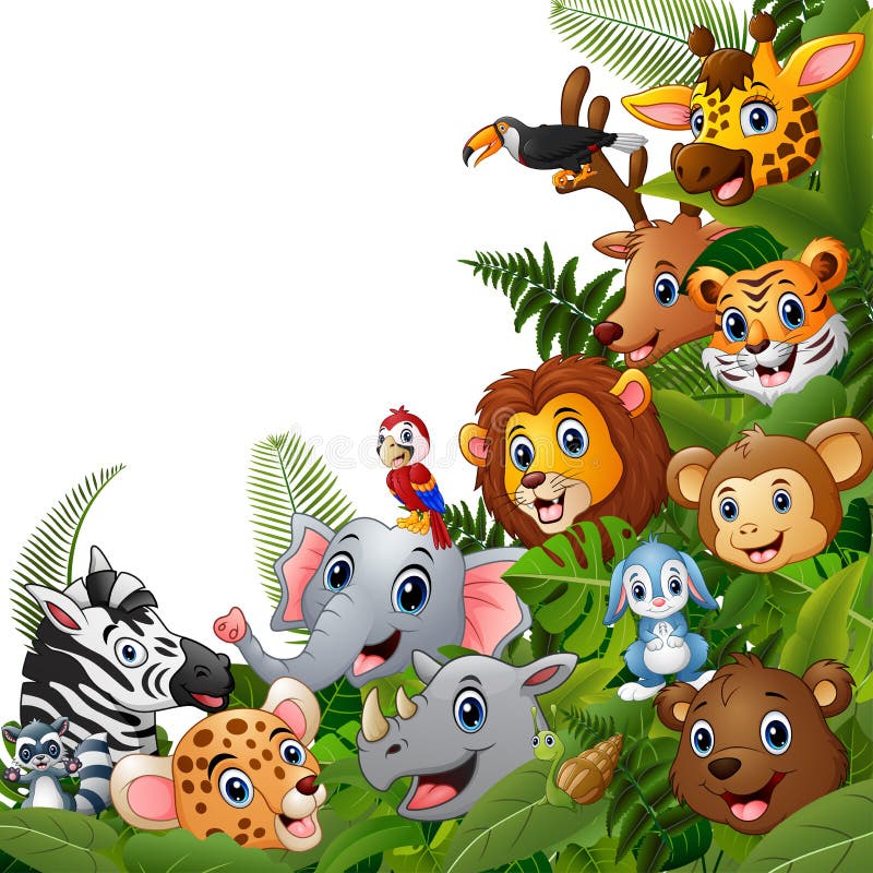 Animals Forest Cartoons Meet Together Stock Vector - Illustration of  background, buffalo: 118302805