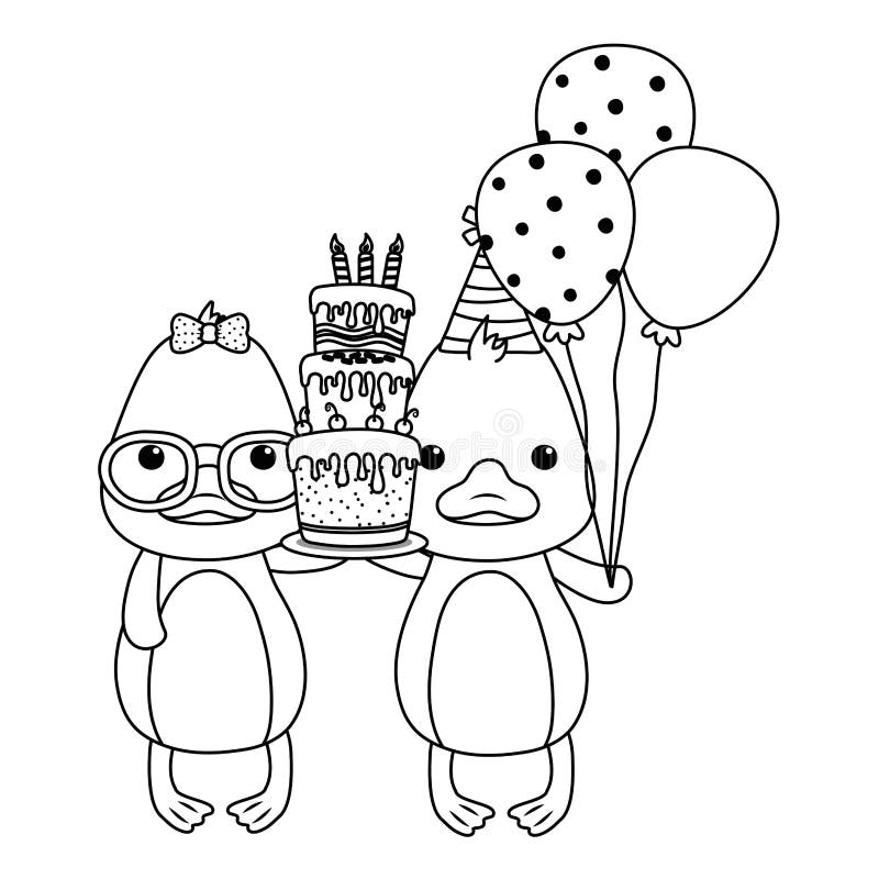 Animals with Happy Birthday Icon Design Stock Vector - Illustration of