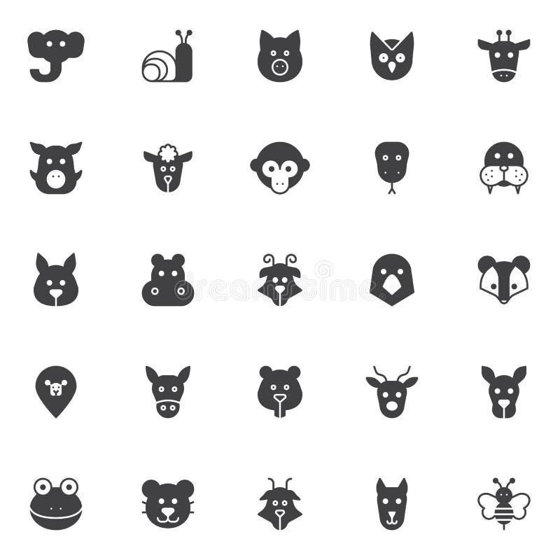 Wild Animals Signed Name Icons Set Stock Vector (Royalty Free) 1116242468