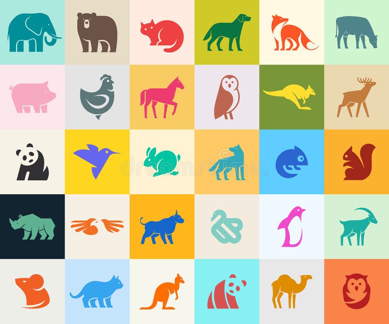 Animals logos collection stock vector. Illustration of cute - 157493596