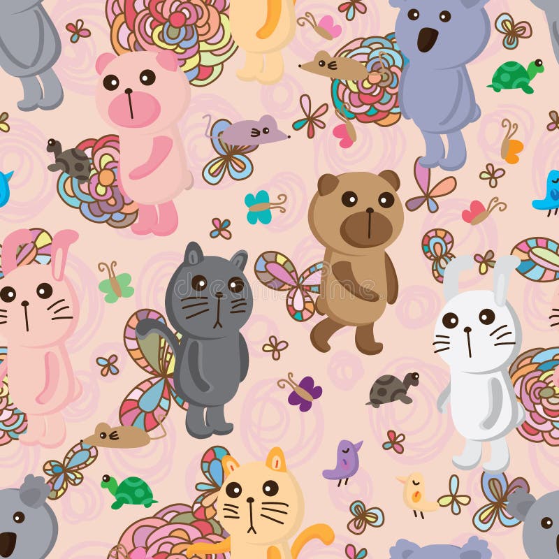 Animale pastilă culori drăguțe model fără sudură vector illustration