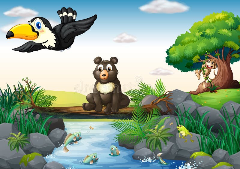 Animals and stream stock vector. Illustration of ecosystem - 44147778 Animals and stream stock vector. Illustration of ecosystem - 44147778