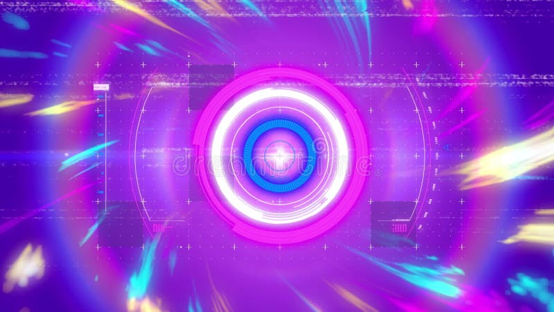 Animarea luminilor colorate și a cercului de încărcare în spațiul digital stock illustration