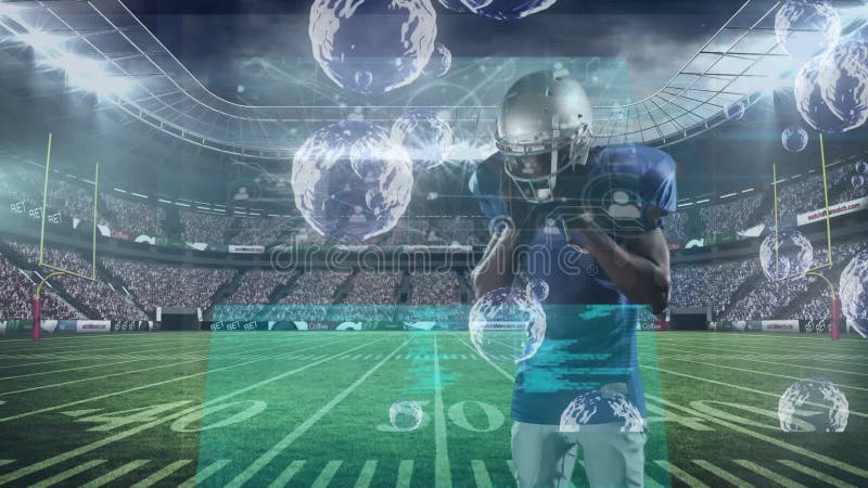 Animarea prelucrării datelor privind jucătorul american de fotbal american stock footage
