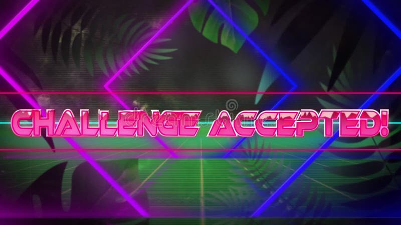 Animarea unui banner text acceptat pentru contestare deasupra tunelului neon în model fără sudură și frunze verzi royalty free illustration