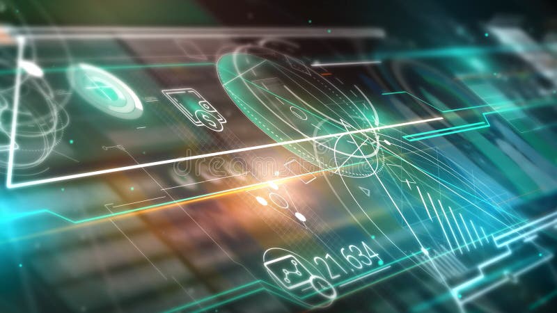 Animated abstract data in 3D digital space stock illustration
