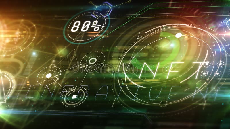 Animated abstract infographic arrays of NFT data. royalty free illustration