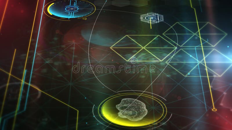 Animated array of abstract data in virtual space. stock illustration