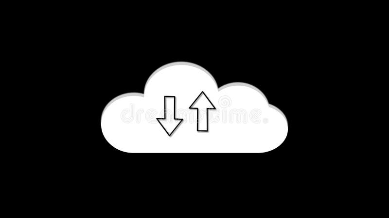Animated arrows for cloud upload download data transfer network internet background. Seamless loop animation of cloud data vector illustration