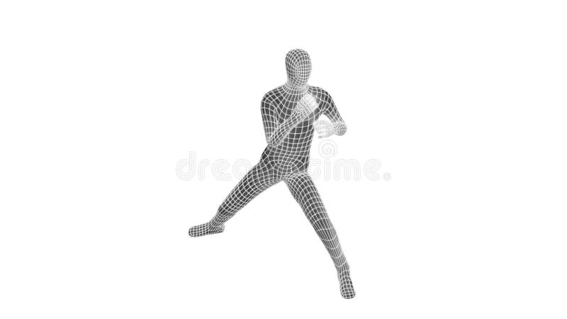 Animated boxer. Hook hit. stock illustration