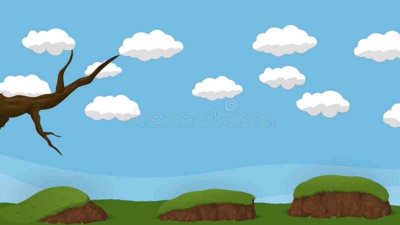 Animated Cartoon Cloudy Sky with Tree and Ground and Hills Stock Video -  Video of people, clouds: 73564427