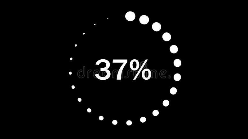 Animated circle progress indicator with 22 percent on black background. Circular loading animation with percentage. Black royalty free illustration