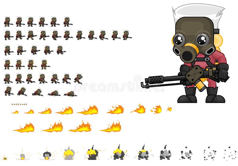 Animated Exterminator Character Sprites Stock Vector