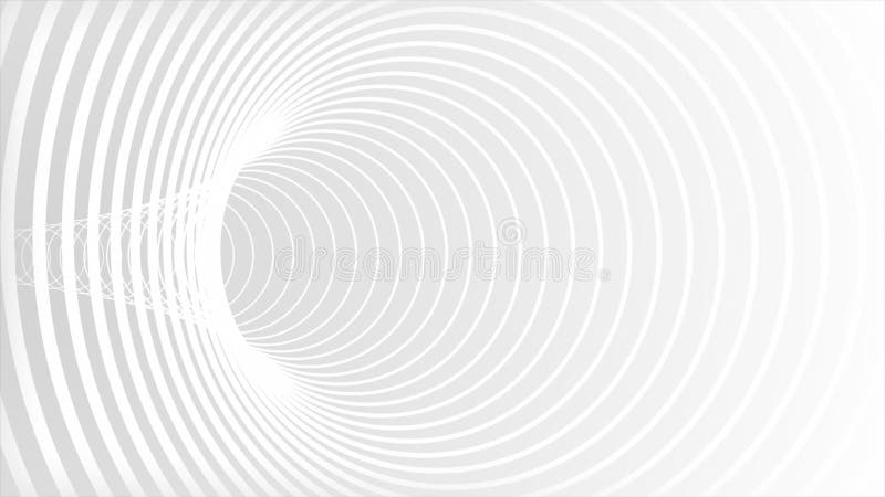 Flying through White color multiple rings 3d tunnel technology loop able background royalty free illustration