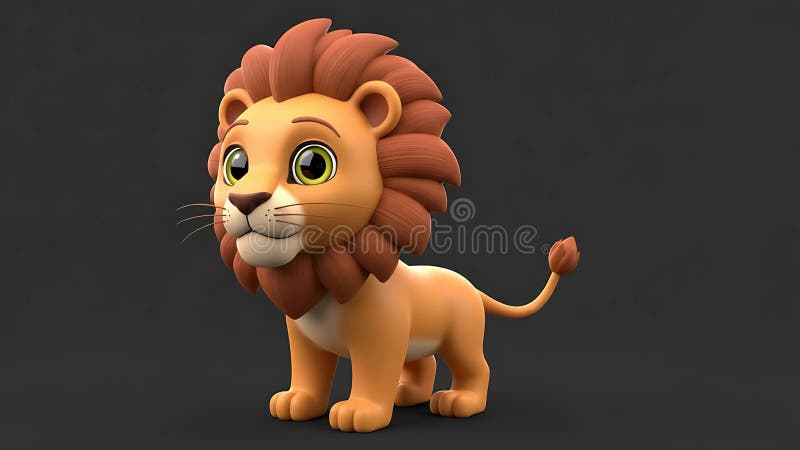 Animated Lion Character Poses: A Collection of Cute and Playful 3D Renderings for Creative Projects vector illustration
