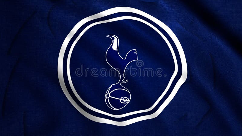 Tottenham Hotspur F.C. Flag Blowing in the Wind. Emblem of