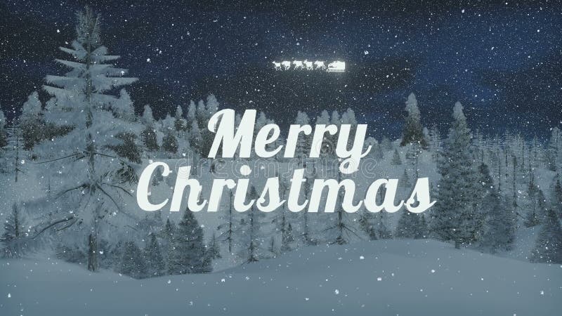 Animated Merry Christmas and Santa S Sleigh at Snowfall Stock Footage -  Video of merry, animated: 61979642