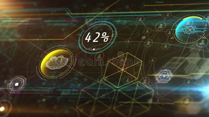 Animated arrays of abstract data in virtual space. stock illustration