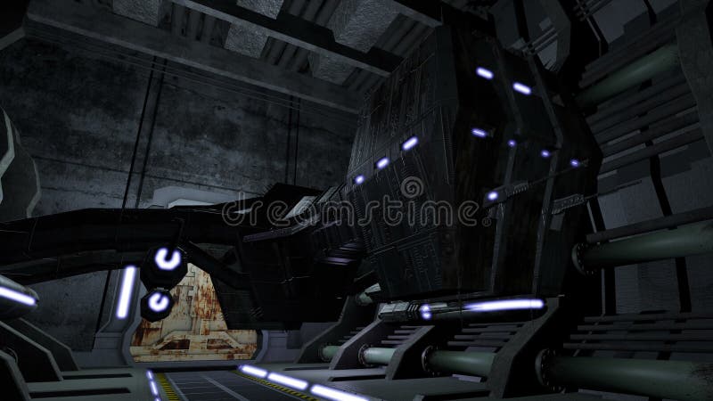 Animated Spaceship In A Futuristic Corridor 4k