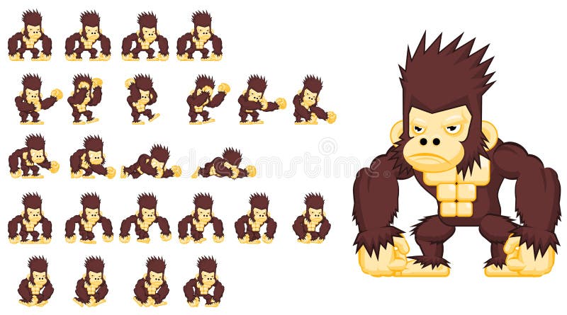Animated Giant Ape Character Sprites Stock Vector - Illustration of  monster, action: 116936700