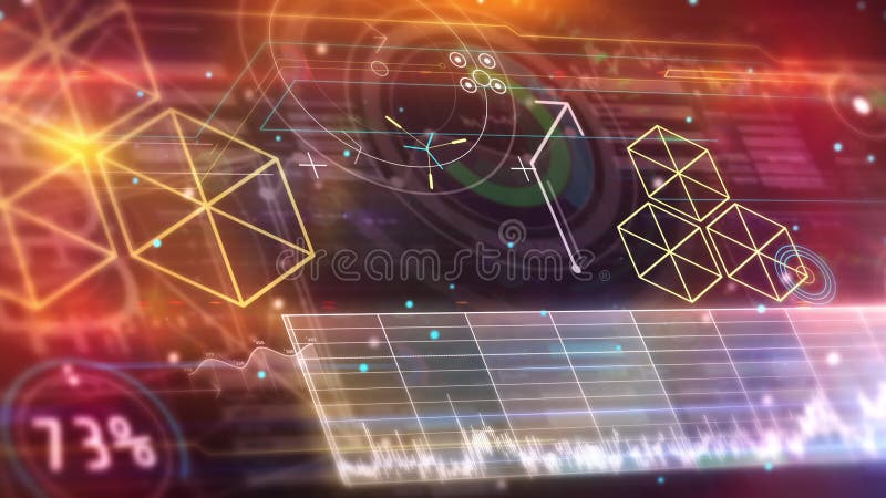 An animated stream of abstract crypto data. stock illustration
