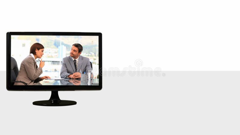 Animated TV screens about business