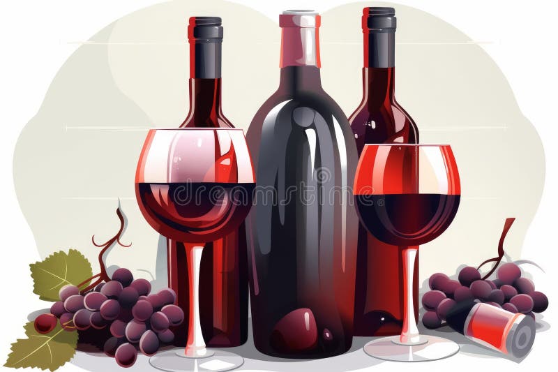 Animated Wine Vector Graphic Illustration. Generative Ai Stock ...