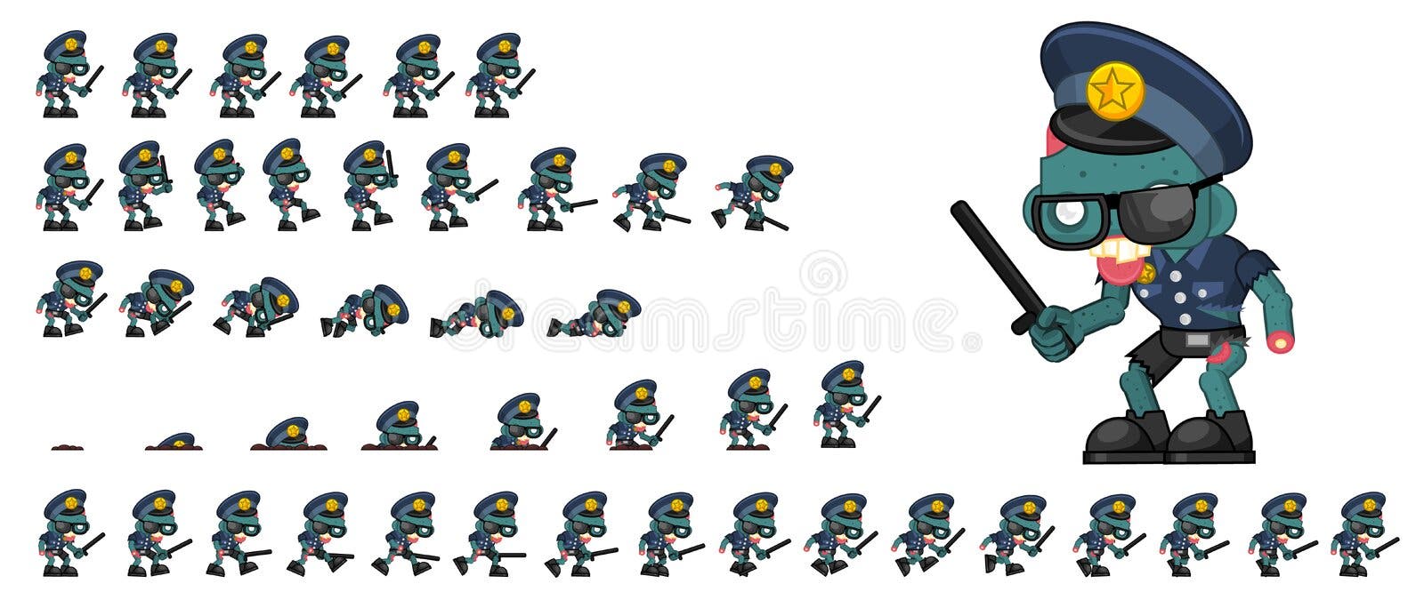Animated Exterminator Character Sprites Stock Vector