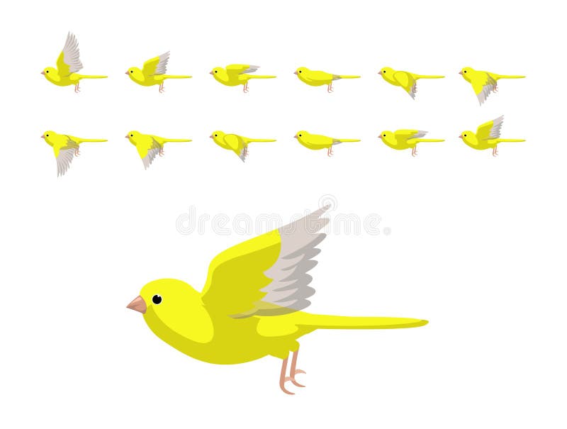 Animatie canary yellow vliegende schattige tekenfilmillustratie