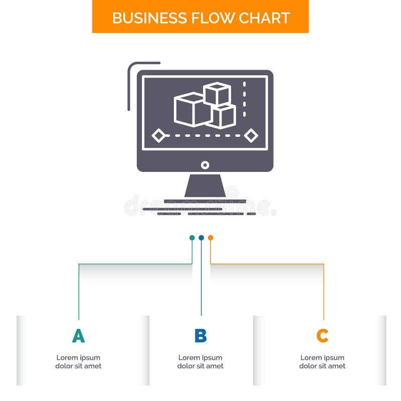 Animatie, computer, redacteur, monitor, het Ontwerp software van de Bedrijfsstroomgrafiek met 3 Stappen Glyphpictogram voor Prese vector illustratie Animatie, computer, redacteur, monitor, het Ontwerp software van de Bedrijfsstroomgrafiek met 3 Stappen Glyphpictogram voor Prese vector illustratie