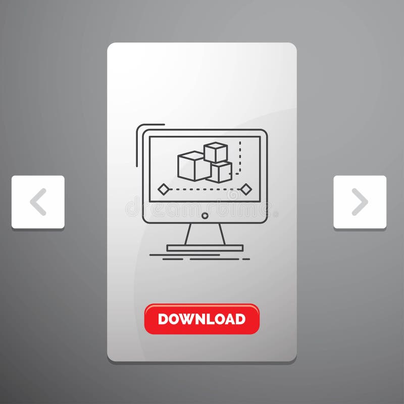Animatie, computer, redacteur, monitor, het Pictogram van de softwarelijn in Carousal het Ontwerp van de Pagineringschuif & Rode stock illustratie Animatie, computer, redacteur, monitor, het Pictogram van de softwarelijn in Carousal het Ontwerp van de Pagineringschuif & Rode stock illustratie