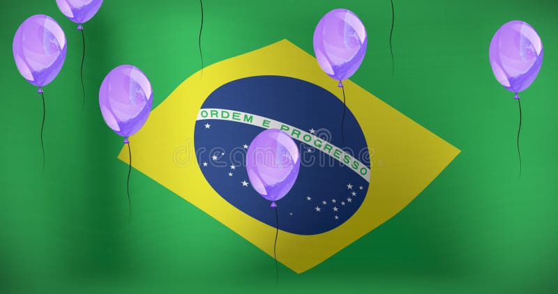 Animatie van ballonnen over de vlag van brazilië