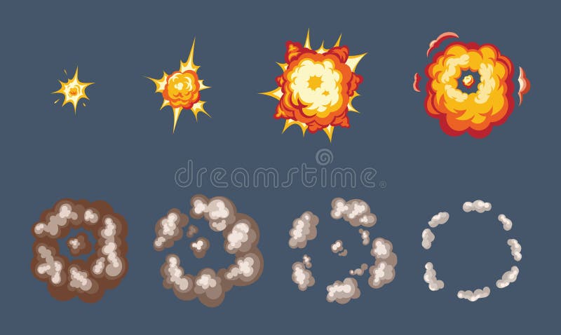Animatie van het explosie-effect, opgedeeld in stock illustratie