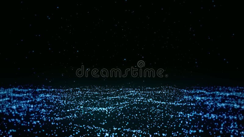 Animation abstract digital blue particles wave. royalty free illustration