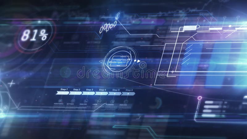 Abstract digital crypto space, animated infographic background. stock illustration